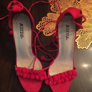 Red lace up heels